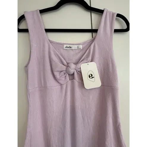 Elodie Lilac Ribbed Knit Bow Front Tank Bodysuit Women's Medium