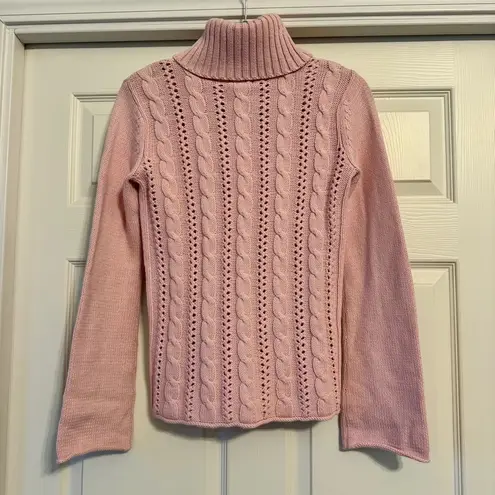 Calvin Klein Jeans Cable Knit Turtleneck Sweater, Pink, Size S Cotton Blend Pink