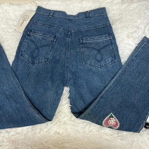 NWT Vintage 80s Cedars Beaded Embellished High waist jeans Blue Size 10