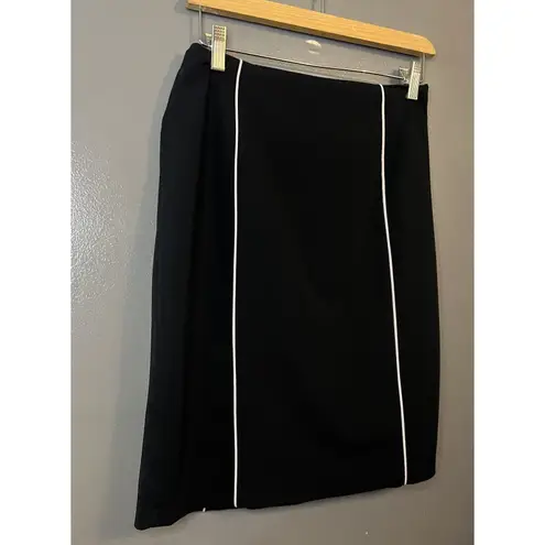 Apostrophe Skirt Womens 10P Black White Trim Petite Pencil Office Work Wear