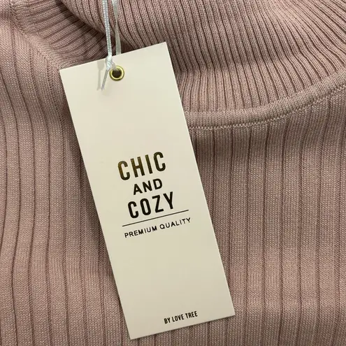 Love Tree NWT  Turtleneck Sweater Womens XL Pink Ribbed Knit Minimalist Neutral