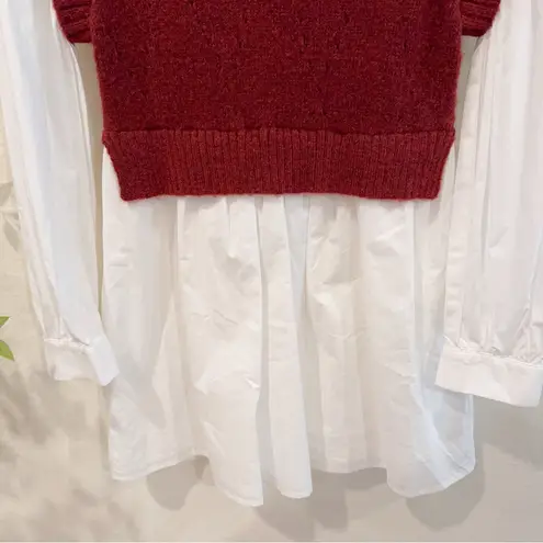 Jacquie The Label Isabelle Mixed Media Sweater Dress Burgundy Size Small NWT Red