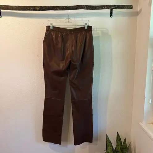 Handmade Vintage Brown Soft Leather Stitched High Rise Indie Boho Pants Size S