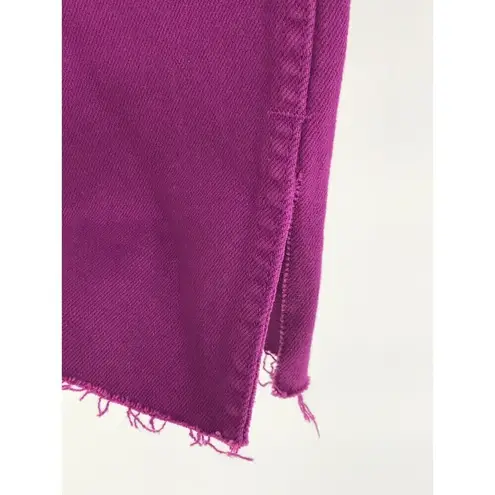 ZARA  Women's Purple High‎ Waisted Flare Jeans Sz 4 | Wide Leg Raw Split Hem