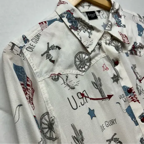 Cruel Shirt Women Medium *no Tag* Bull Western Cowgirl Horse America USA FLAG White