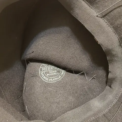 Vintage Janyth Roy Jr New York Merrimac Hand Blocked Hat With Veil Bow & Flowers Black