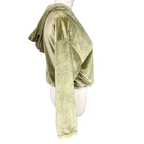 NWT Araminta James Women's XS Cropped Velour Hoodie Khaki Green Casual