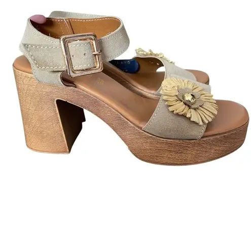 Sophia Milano  Made Italy Tan Suede Block Heel Sandals size 8 NWTs