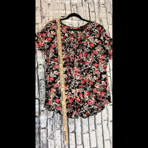 * Women's Floral Print Plus Size 3X Stylish Feminine Lightweight Summer Spring Black