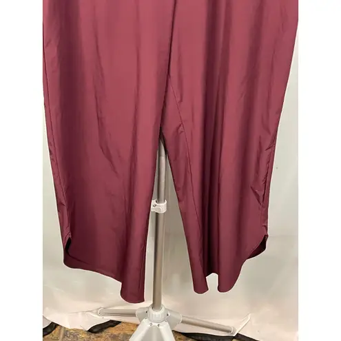 Halara Casual Cropped Wide Leg Lounge Pants Maroon High Waist Womens Medium