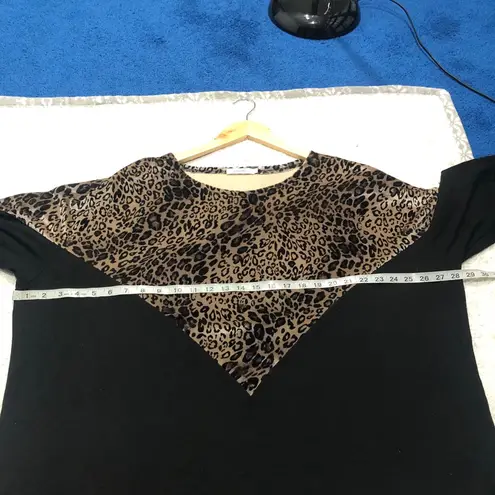 Amaryllis Leopard Print Velvet Bodice Sweater Size 1X Black