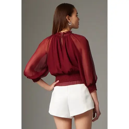 Gilner Farrar Dell Chiffon Blouse Ruby Burgundy Maroon Size Small Purple