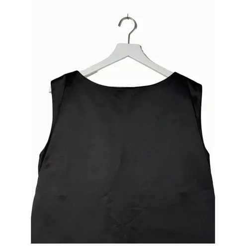 COS Black Satin Feel Sleeveless Shift Dress | Minimalist Chic Size M (40)