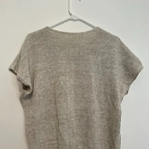 VINTAGE KORET Cream Beige Floral Short Dolman Sleeve Linen Cotton Sweater PETITE Pink Size undefined