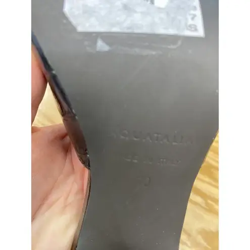 Aquatalia Women 10 Black Patent Leather Slip On Block Open Toe Slide Sandals S29