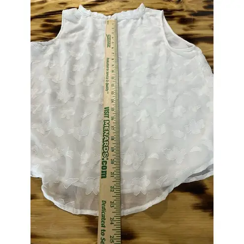 Fun 2 Fun Sleeveless Tank Top Size Large White Leaf Lightweight Preppy Career