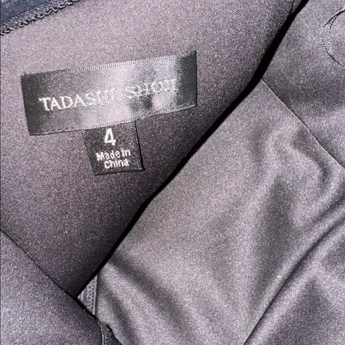 Tadashi Shoji NWOT Dresden Draped Sequin Embroidered Strapless Black Gown Sz 4