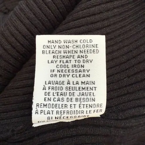 Magaschoni Long Sleeve Mock Neck Knit Sweater Dress Women's Medium Black Slits