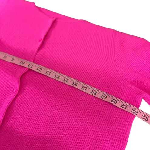 Caslon Pink Ribbed Wool Cashmere Blend Crew Neck Button Cardigan Sweater XL