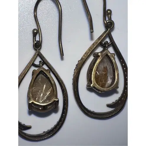 Vintage Crystal Stone Dangle Chandelier Earrings Jewelry Teardrop Gold Tone