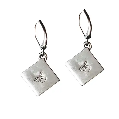 Sam Edelman NEW - Chic Edgy Silver Gunmetal Dangle Geometric Pyramid Rhinestone Earrings