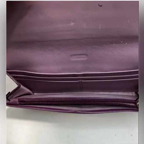 Coach  Cranberry Purple Solid Kristin Trifold  Leather Wallet