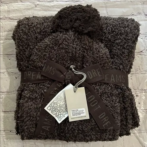 Barefoot Dreams NWT CozyChic Pom Pom Beanie & Scarf Gift Set Espresso/Cocoa OS