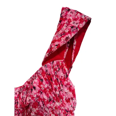 Fame and Partners Imina Jumpsuit Floral Print Open Shoulder Cut Out red pink 10