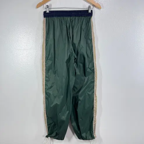 ZARA  Nylon Track Pants XS Green Beige Drawstring Waist Windbreaker Joggers