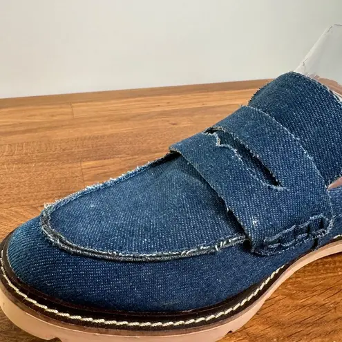Blondo Penny Slip-On Loafer Denim Waterproof Women's 7.5 Blue Raw Seam