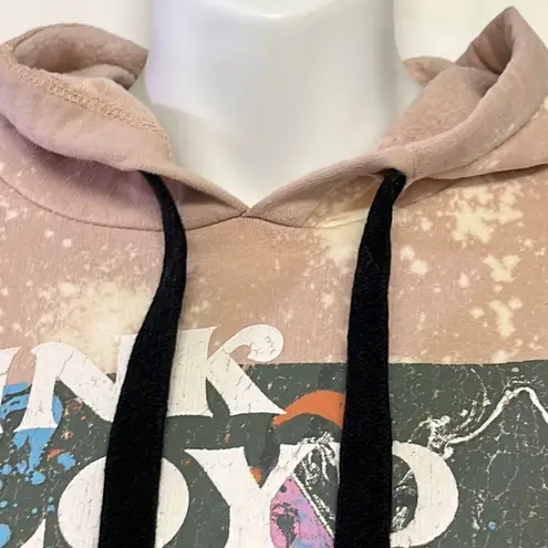 Pink Floyd  Blush Pink Bleached Hoodie with Strings and Kangaroo Pocket- Large