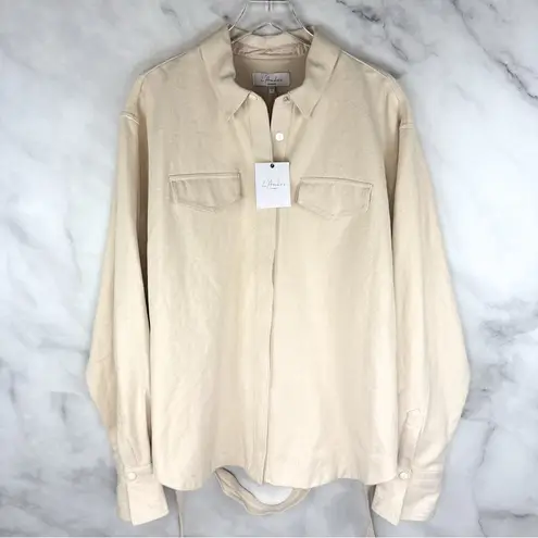 L'Academie NWT Lucie Shacket Collared Belted Button Down Shirt Jacket Canvas XL