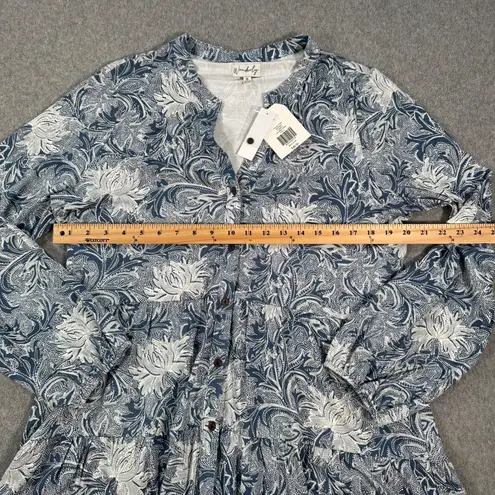 Wonderly Julianna Tunic Long Sleeve Button Down Women's X-Large Blue New