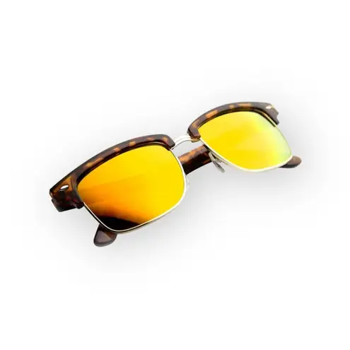 Frame new ☀︎︎Half Horn Rim Sunglasses Sunnies ☀︎︎ Orange Flash Fire Lenses ☀︎