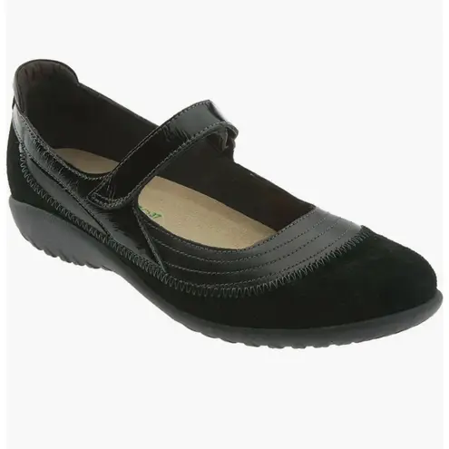 Naot Kire Mary Jane Flat Black Suede & Leather Size 38 7