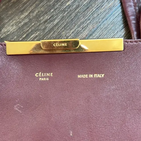 CELINE  tote bag horizontal cover wine red leather