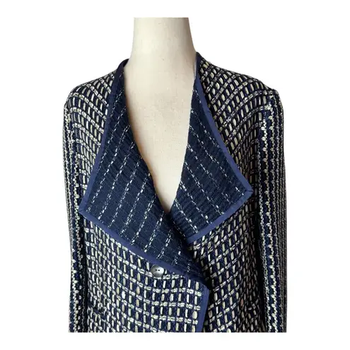 Carlisle New York Blazer Women 6 Blue Tan Tweed Double Breasted Preppy Mature