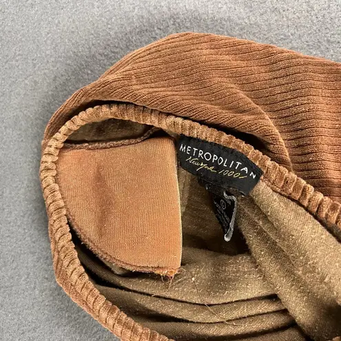 Vtg Womens Large Brown Corduroy Short Sleeve T