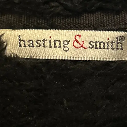 Hasting & Smith Womens Plaid Fleece Vest Black White Sherpa Collar Zip Up M