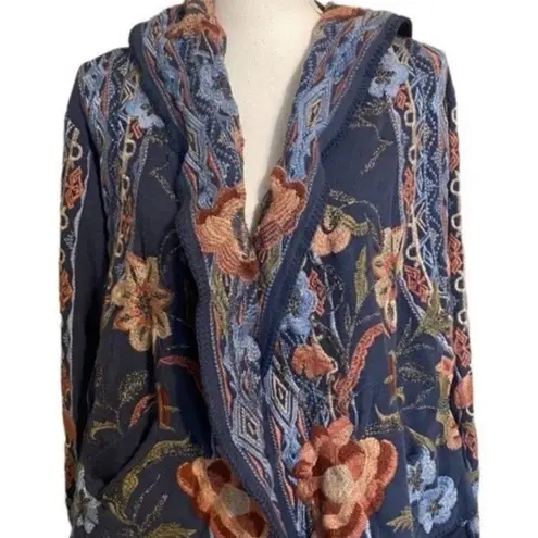 Johnny Was metallic thread Syelles Embroidered
Hoodie Jacket Indigo NWT RARE