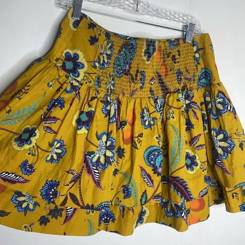 Maeve Anthropologie Fruit Print Orange Mini Boho Tiered Smock Skirt Large