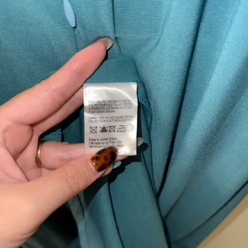 BHLDN NWT $198 Teal Lena Flutter Sleeve High-Neck Jersey Draped Maxi Dress 2