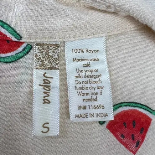 Japna  Novelty Watermelon Printed Tie Front Collared Tank Sz Small