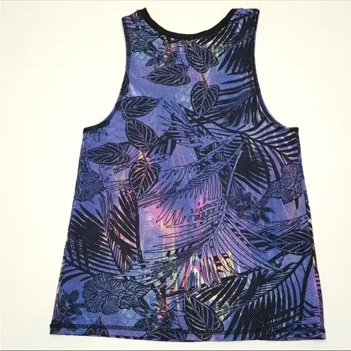 SoulCycle  SKULL GOTH BLACK PURPLE LEAF TROPICAL UNISEX PERFORMANCE MESH TANK TOP