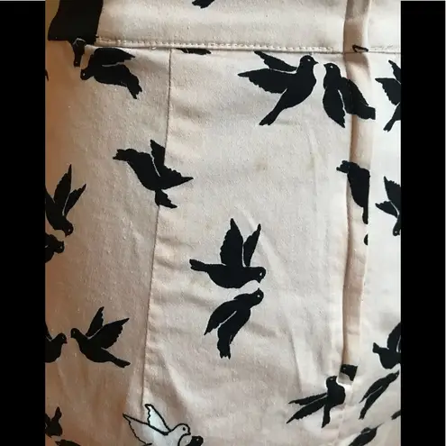 Divided Light Pink Mini Skirt w/ B&W Dove Bird Design, 4