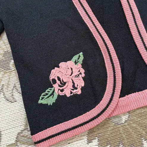 Leslie Fay Vintage Cardigan Sweater Blazer Jacket Floral 6P 6 S Small M Medium