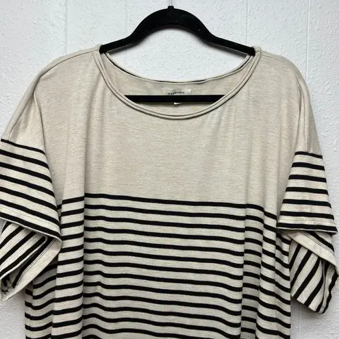 Max Studio Striped Sweater Top Womens 3X Casual Workwear Neutral Modest Stretch Black