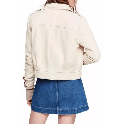 Free People  Ivory Ecru Eisenhower Button Up Jean Jacket Small