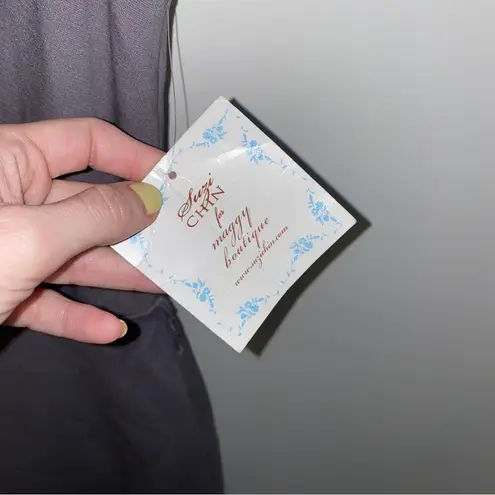 Suzi Chin Steel Gray Drape Classic Cowl Neck Sleeveless Sheath Dress Size 8