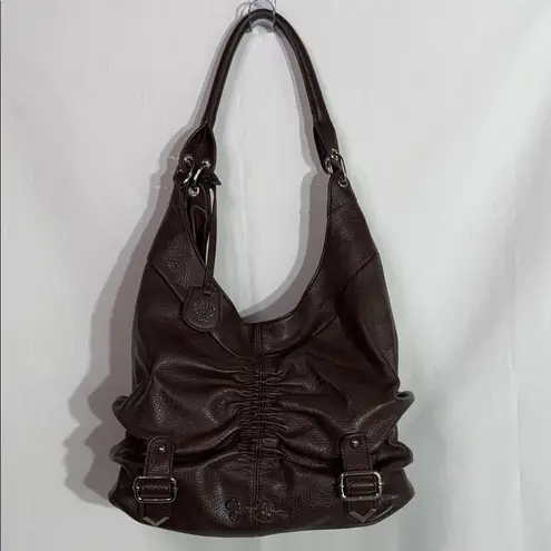 Jessica Simpson Brown Pebbled Shoulder Bag JS5132 Slouchy Buckle Hobo Purse